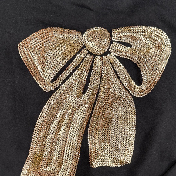 Philosophy Black Sweatshirt with Gold Sequin Bow - Picture 3 of 3
